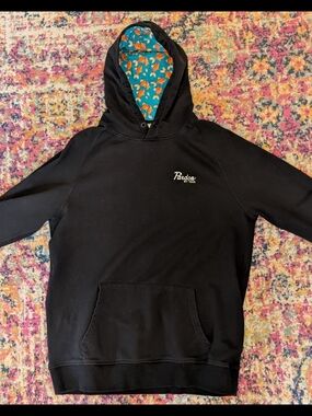 Pardon My Take BARSTOOL Hoodie with Teal and Orange Fish-Print Hood Lining